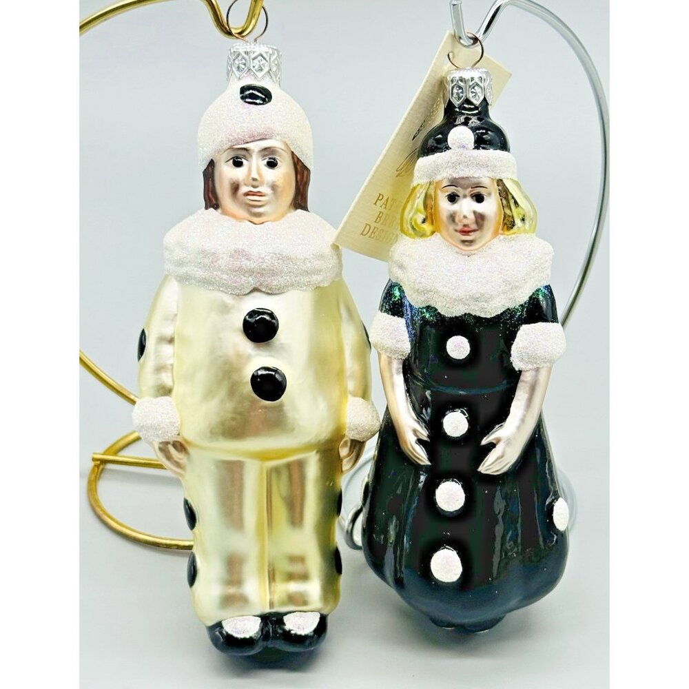 Patricia Breen Pierrot Girl and Boy Harlequin Ornament 9621 9622 Lot of 2